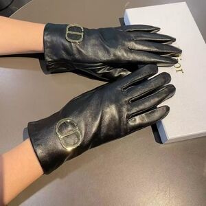 <AUTHENTIC>Dior CD Logo Leather Gloves Black